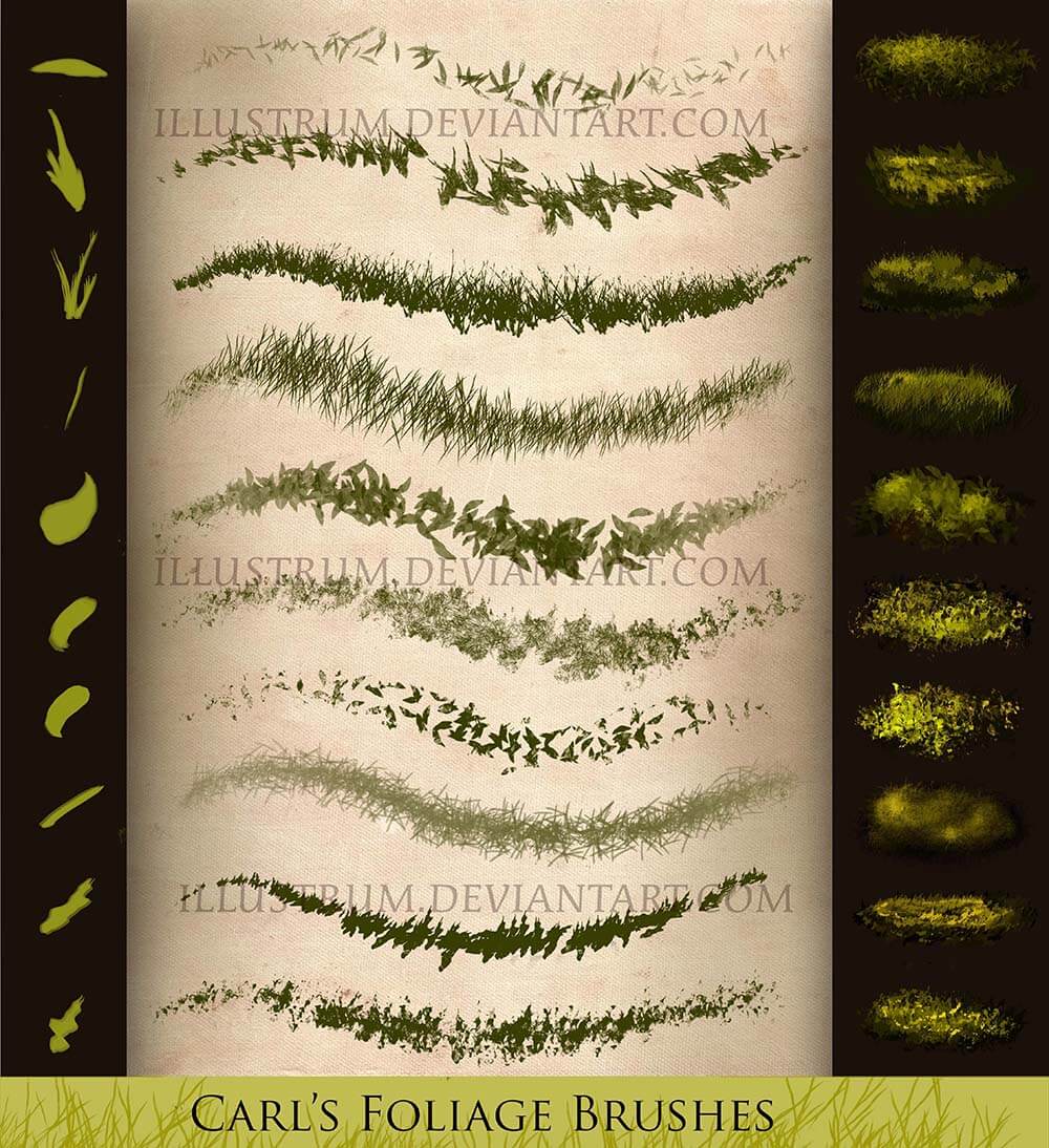 Кисти для рисования травы и листвы в Фотошопе