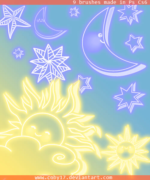 Кисти с солнцем, луной и звездами для Фотошопа