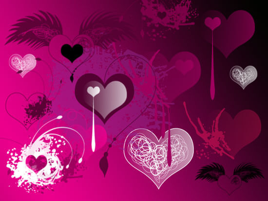 Кисти для рисования сердечек и оформления любовных открыток в Фотошопе