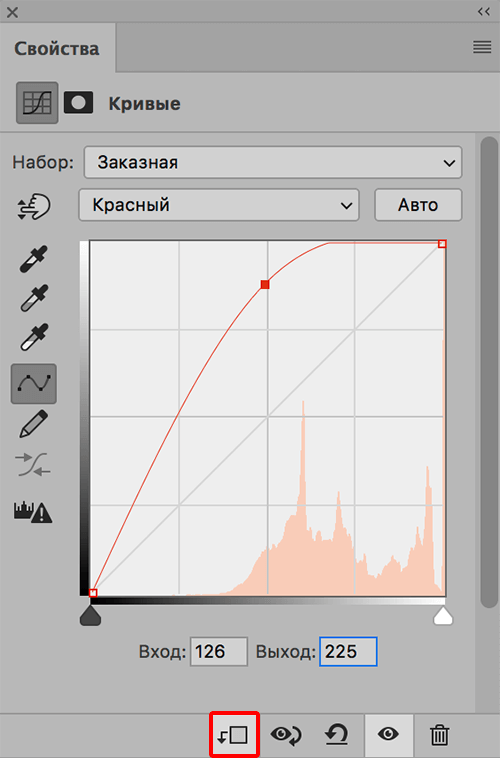 Привязка корректирующего слоя с кривыми в Фотошопе