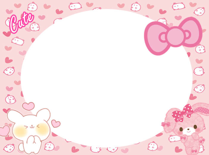 Симпатичная детская розовая рамка с зайчиком для Фотошопа