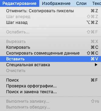 Вставка в Фотошопе