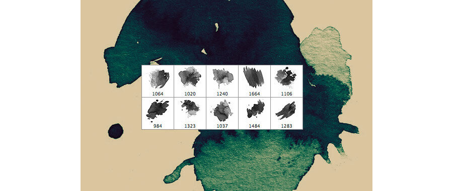Кисти с акварельными мазками и кляксами