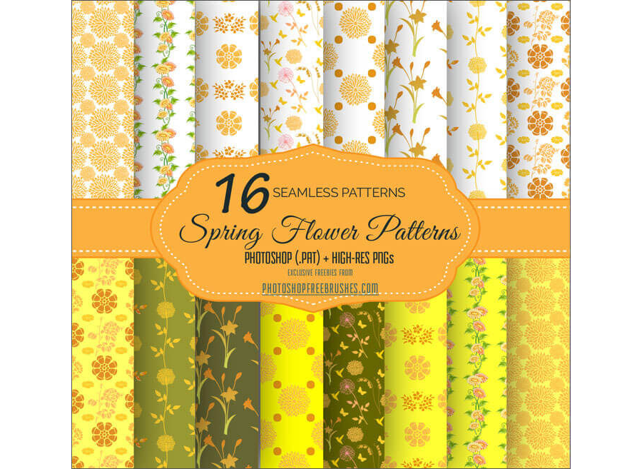 Паттерны с желтыми цветами и узорами