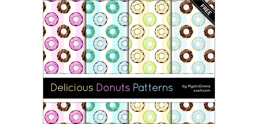 Паттерны с пончиками для создания детских фонов