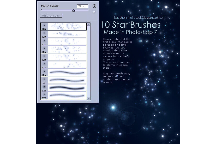 10 кистей со звездами