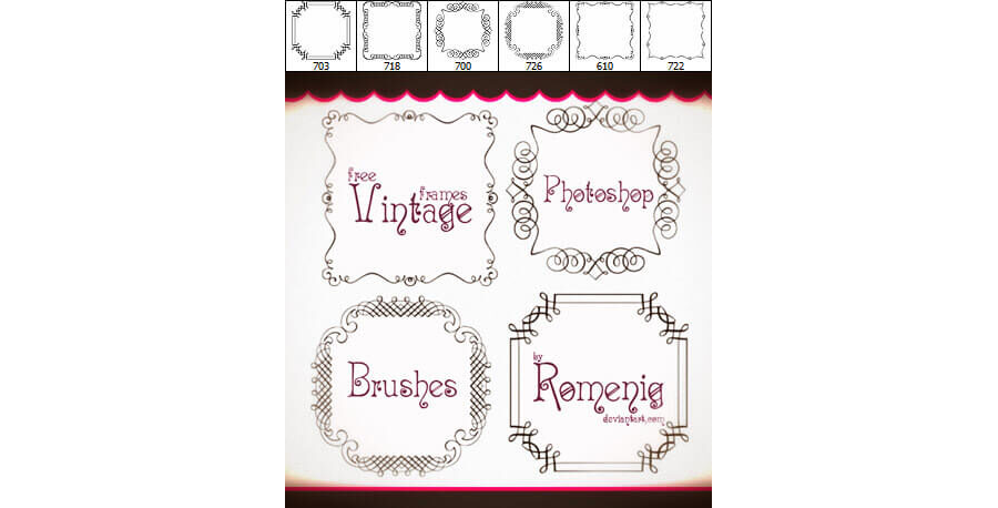 Кисти с винтажными рамками