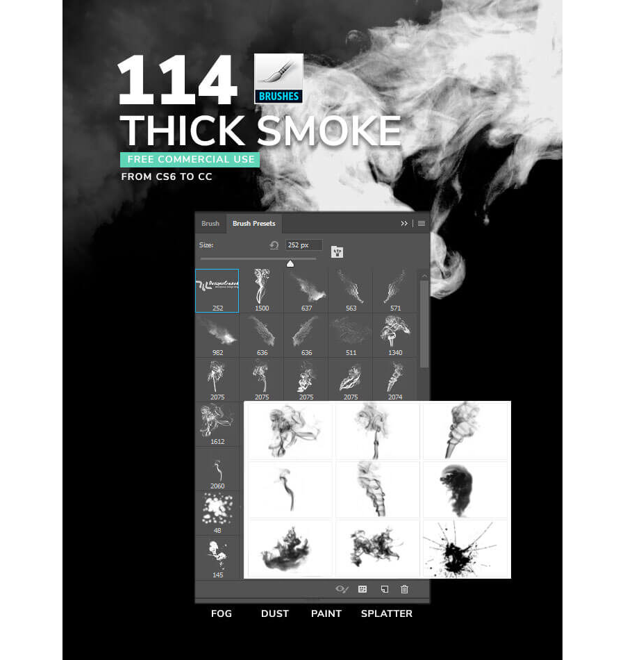 114 кистей густого дыма