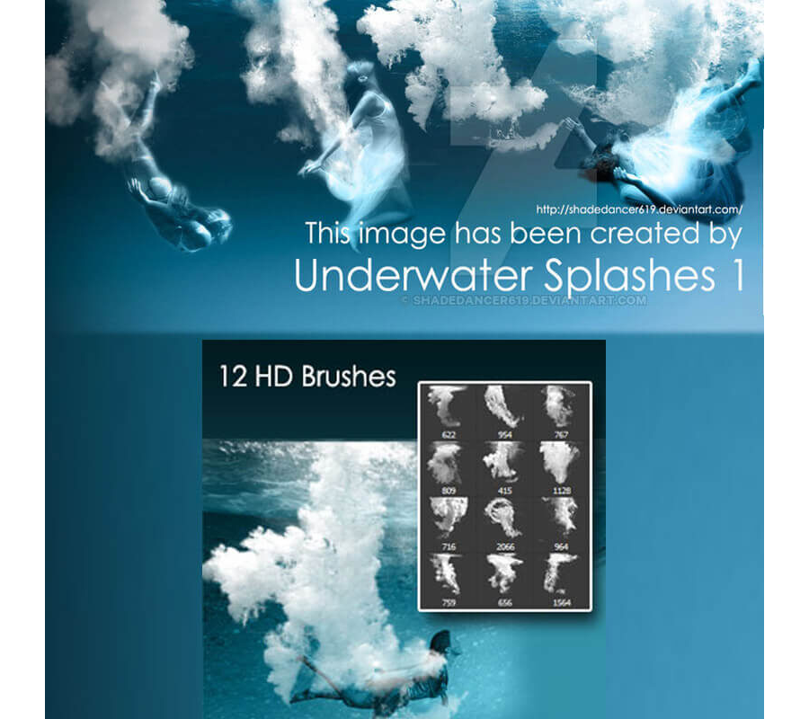 Кисти с подводными пузырями и брызгами