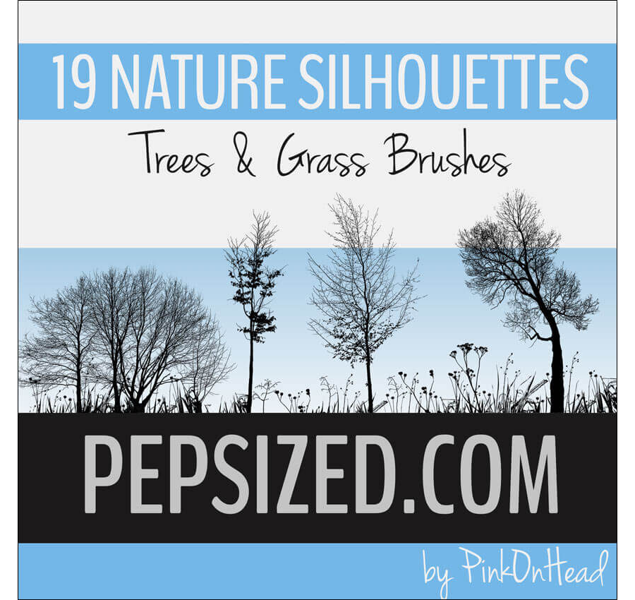 Кисти для рисования силуэтов травы и деревьев