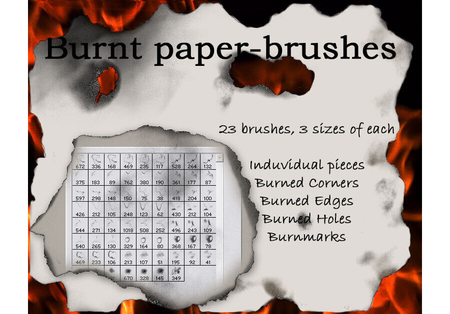 Кисти для имитации обгоревшей бумаги