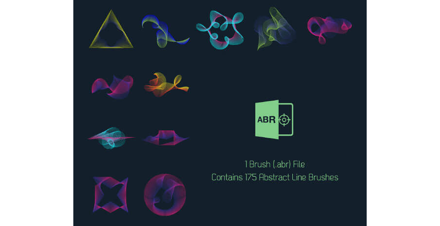 Кисти с неоновыми, абстрактными линиями