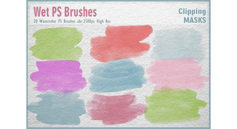 20 кистей с линиями и мазками от акварельных красок