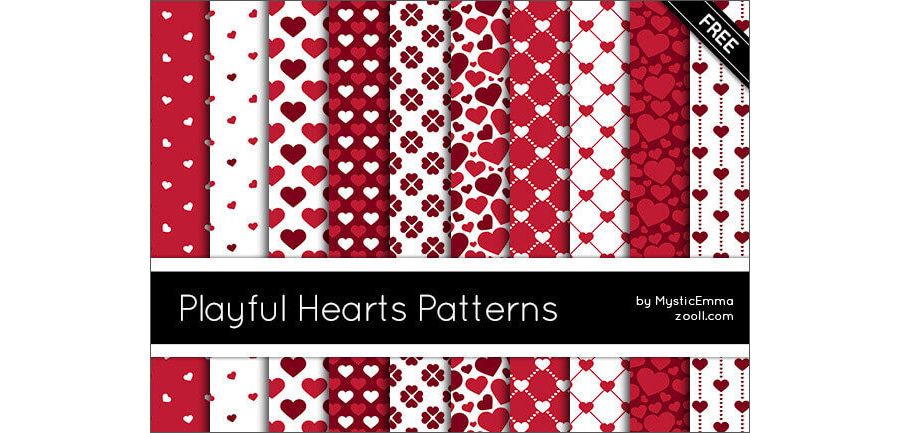 Паттерны для создания красочных фонов с сердечками