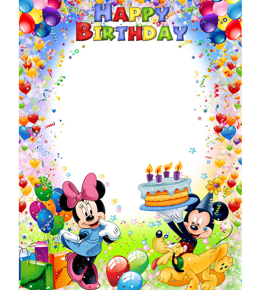 Рамка "С днем рождения" с Микки Маусом