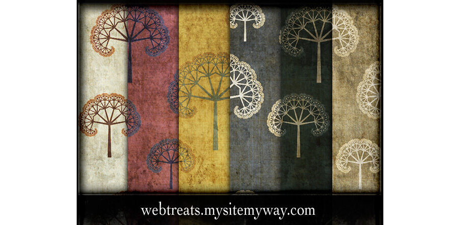 Гранжевые фоны с нарисованными деревьями