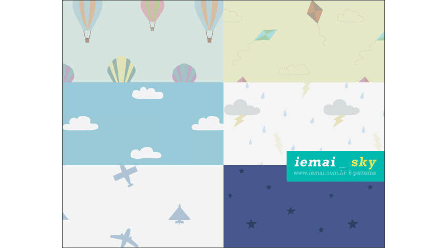 Набор узоров для создания фонов с мультяшным небом
