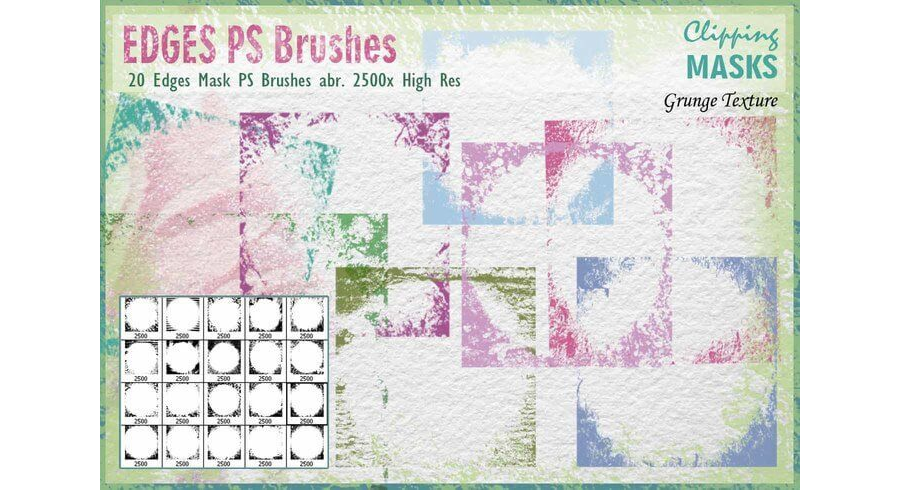 20 кистей с гранжевыми рамками