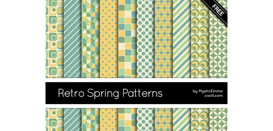 Паттерны с зелеными и желтыми узорами