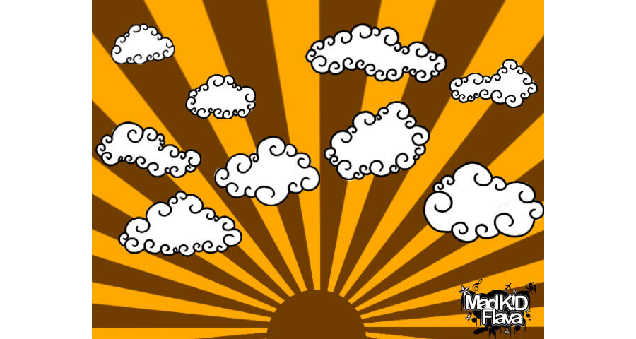 Кисти с мультяшными облаками