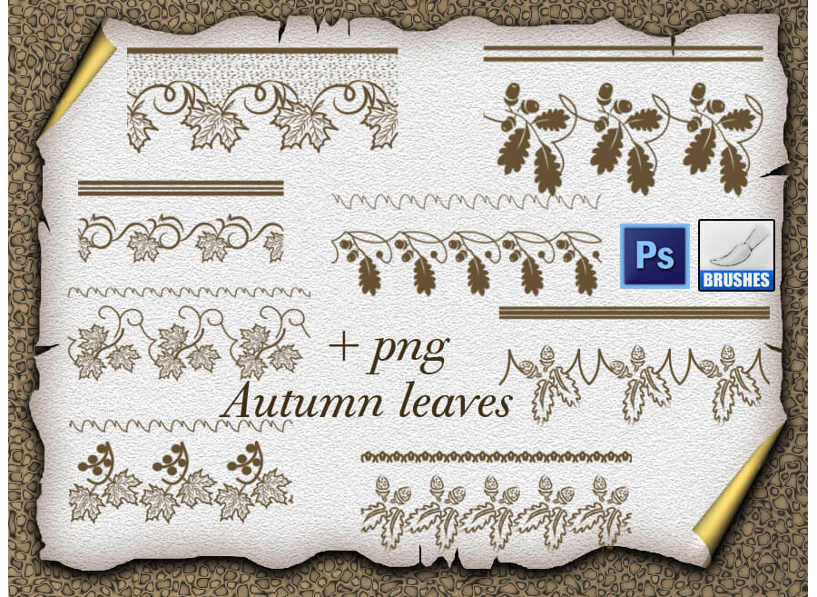 Кисти для рисования бордюров c осенними листьями