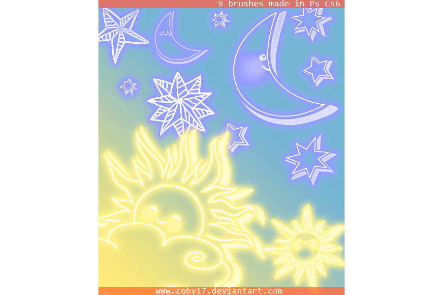 Кисти с солнцем, луной и звездами