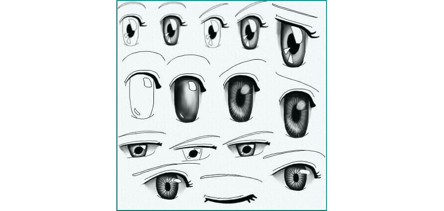 Кисти глазами в стиле аниме