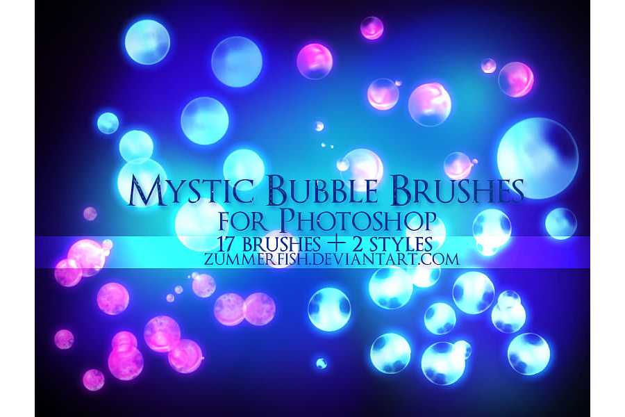 Кисти со светящимися мистическими пузырями